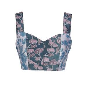 ELLIATT x Revolve Amore Cropped Floral Top in Peacock & Lilac Sz L